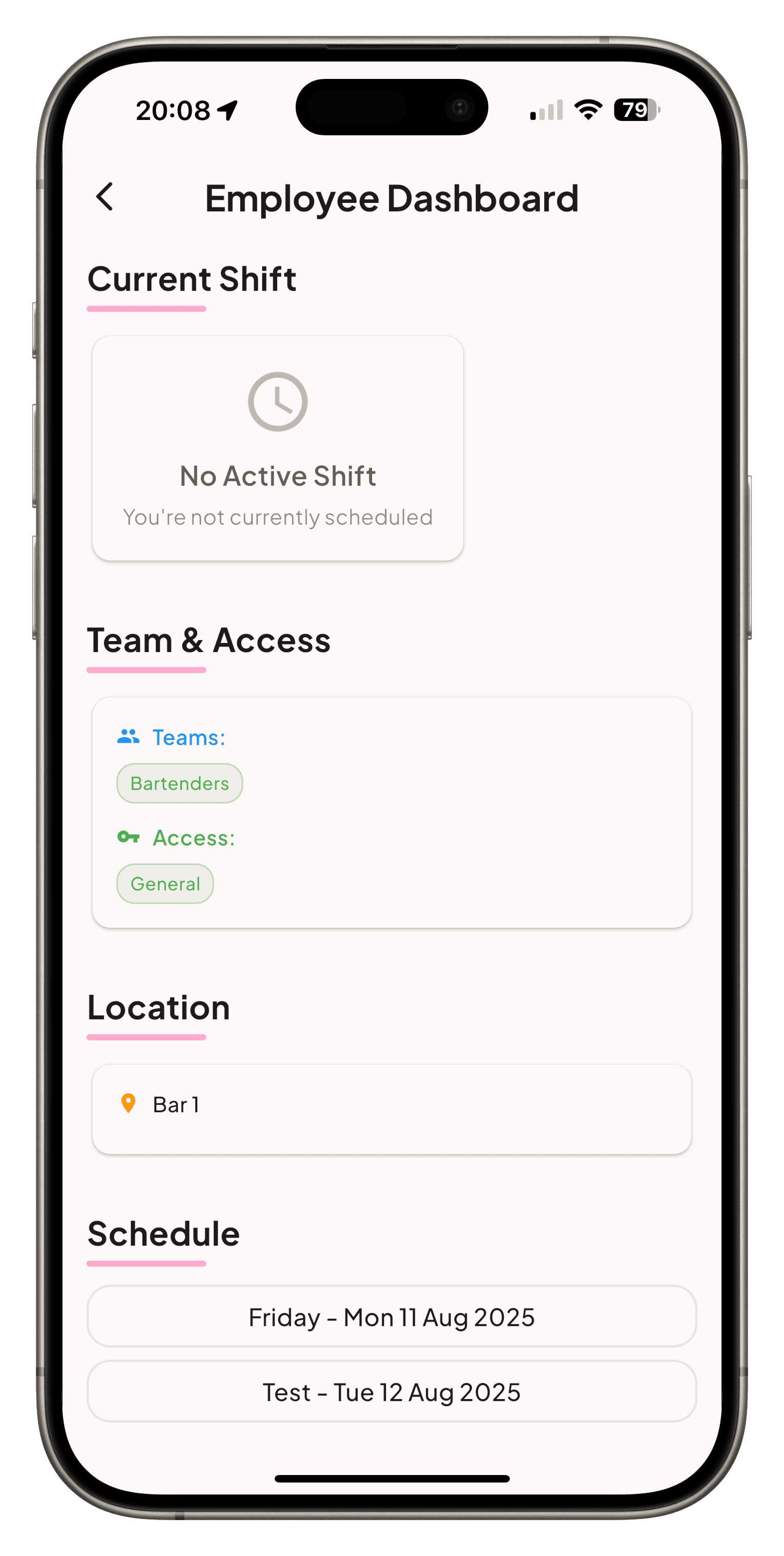 Mobile Employee Screen 2