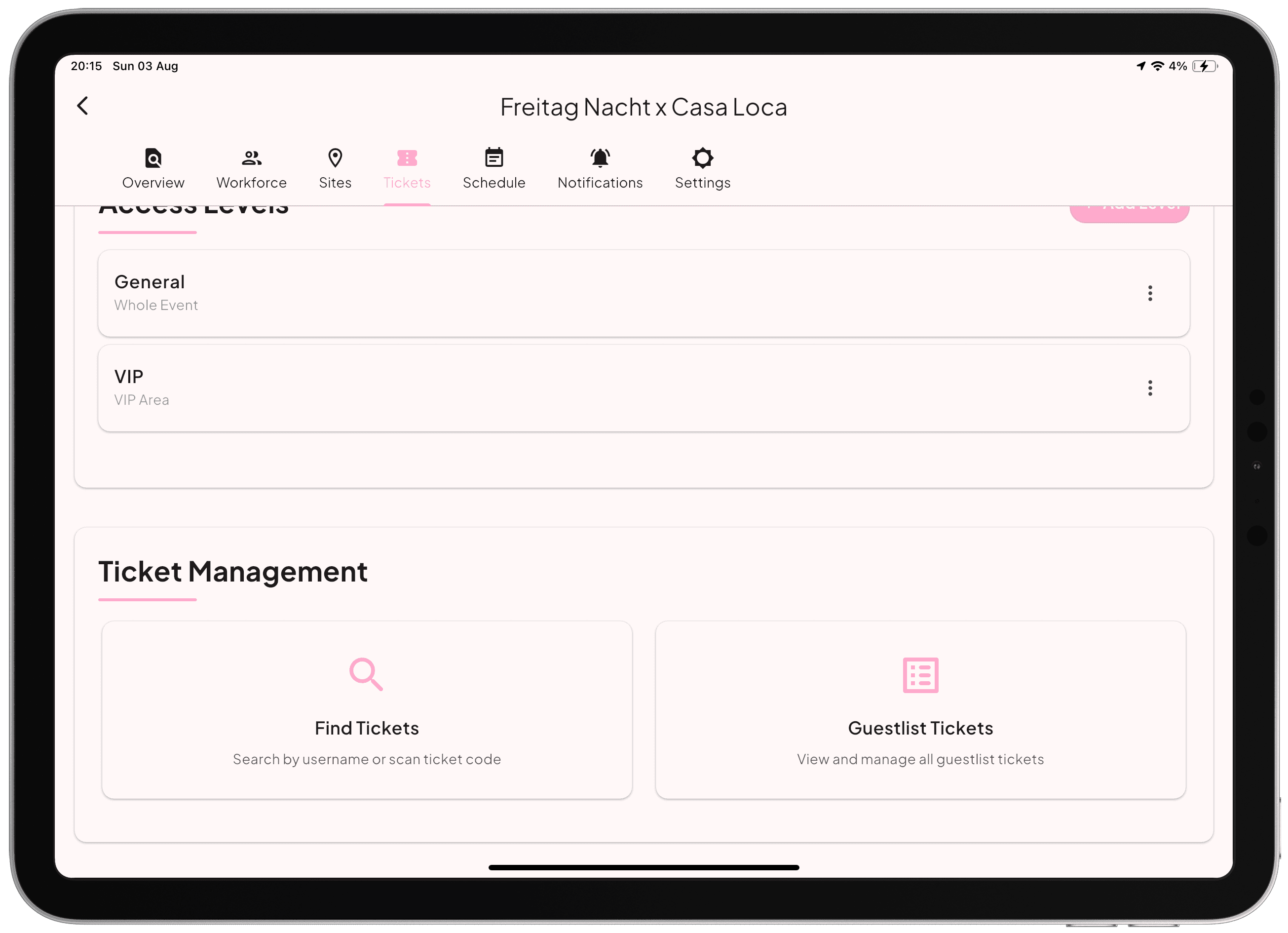 Tablet Ticket Management